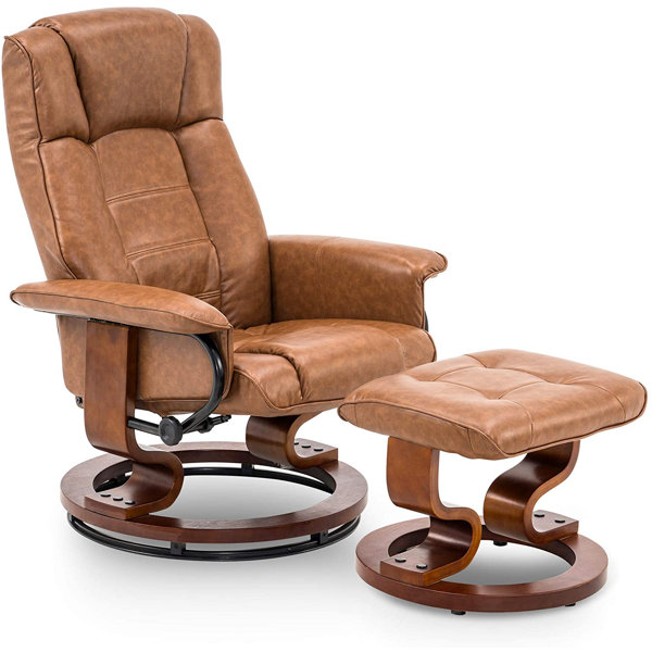 Corrigan Studio® Padang Sidempuan Faux Leather Manual Swivel Recliner with Ottoman & Reviews